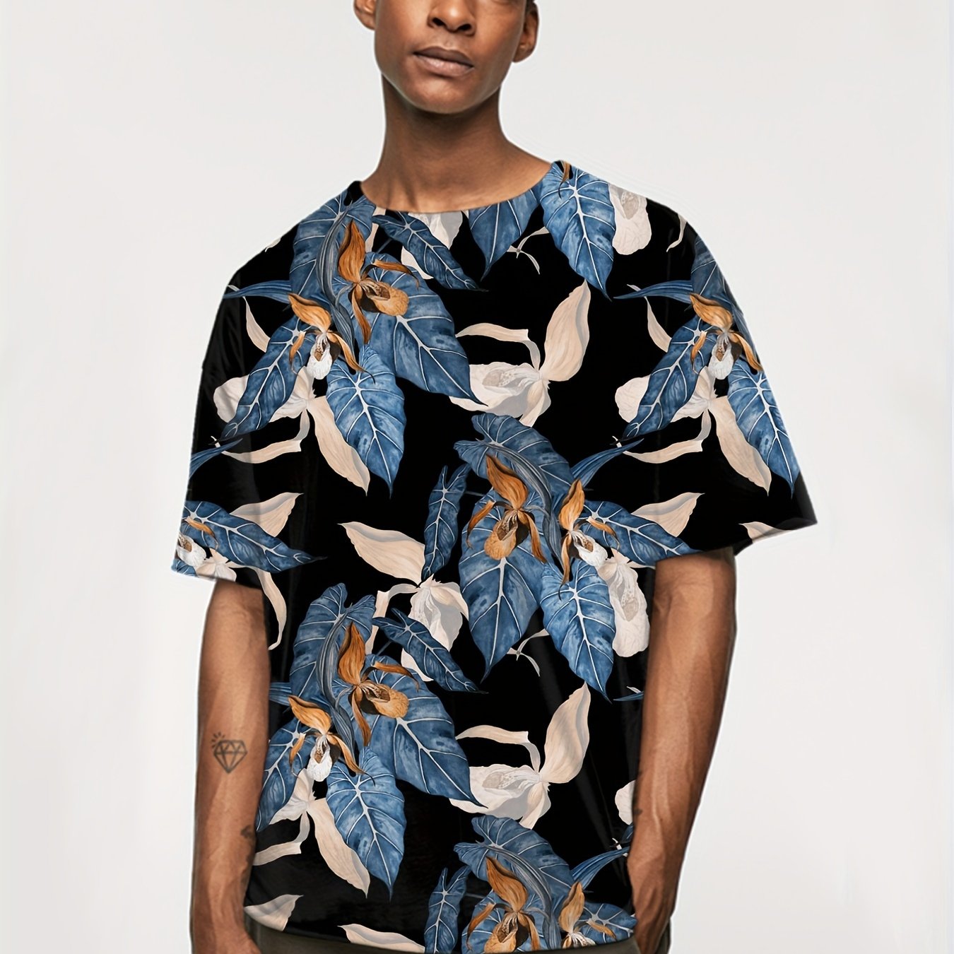 Floral & Leaf Print Men's Graphic T shirt Casual Comfy Tees For Summer
