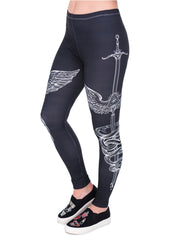 Sword Print High Waist Leggings Sports Stretchy Skinny Leggings