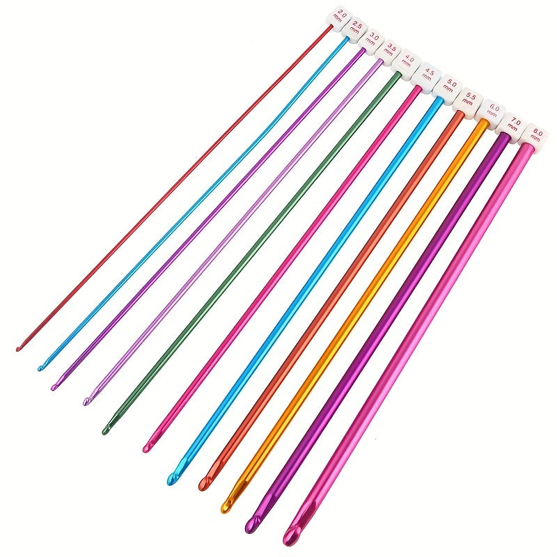 11pcs Colorful Aluminum Crochet Set with Beads for Knitters