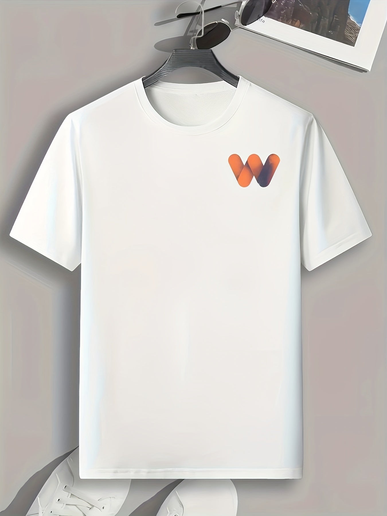 Letter W Print Men's T-shirt Casual Comfy Tees For Summer