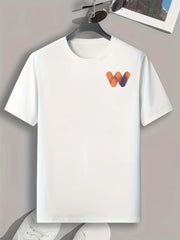 Letter W Print Men's T-shirt Casual Comfy Tees For Summer