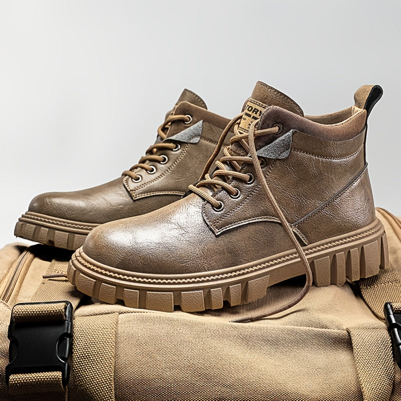 Men's Round Toe Lace-up Boots