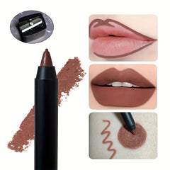 2pcs Dark Brown Lip liner & Matte Lipstick Pen Set with Sharpener