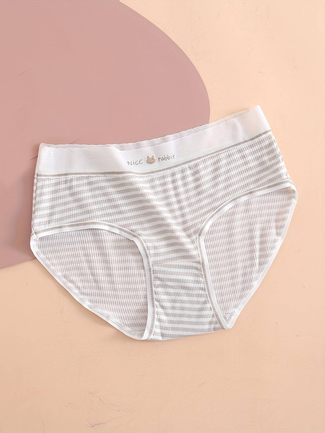 5pcs Bunny Print Striped Briefs Women's Lingerie & Underwear