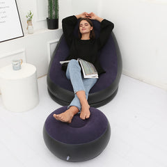 Portable Inflatable Lounge Chair with Footrest - Comfortable Outdoor Sofa Bed
