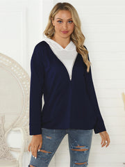 Contrast Zip Hoodie Active Sweatshirt