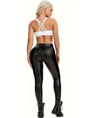 High Stretch Faux Leather Fitness Leggings