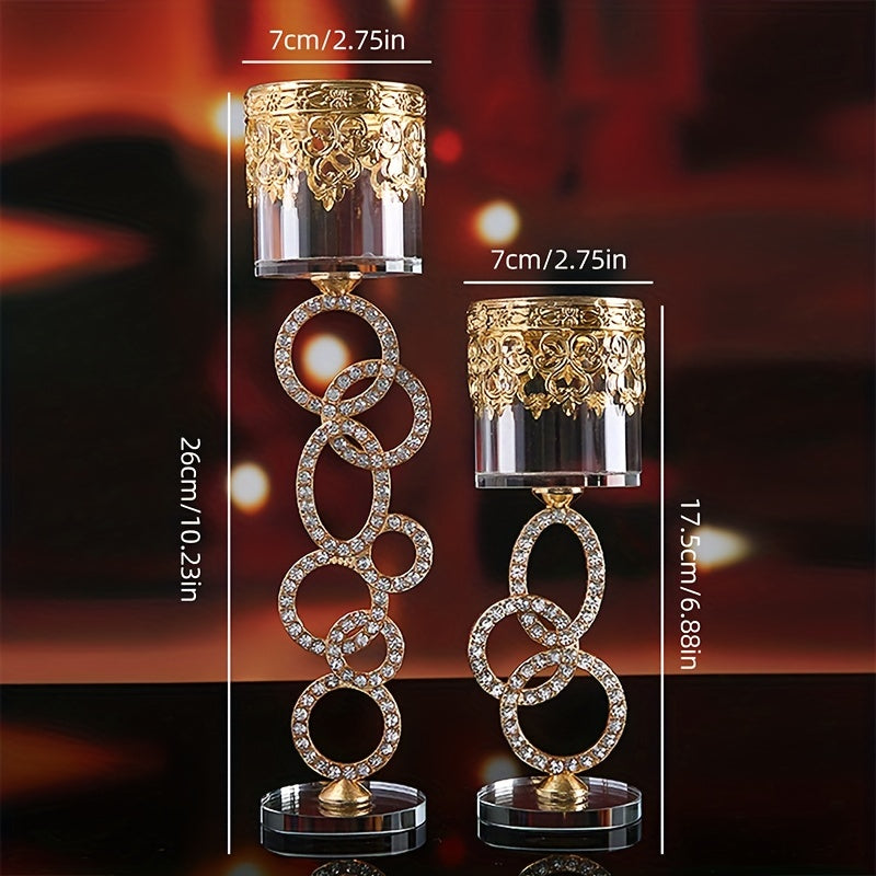 Modern Glass Crystal Candlestick Metal Holder