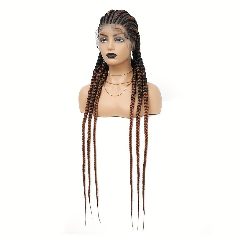 Synthetic Extra Long Braided Lace Front Wig for Women 91 cm