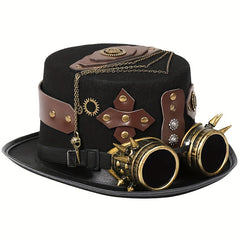 Steampunk Hats with Goggles PU Leather Men's Hat