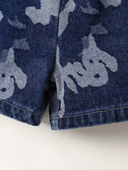 Boys Camo Denim Shorts, Comfortable Elastic Waist, Summer Outdoor