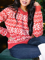 Casual Sweater Women's Plus Graphic Print Long Sleeve