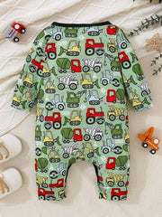 Baby Boy Letter Print Romper Long Sleeve Jumpsuit