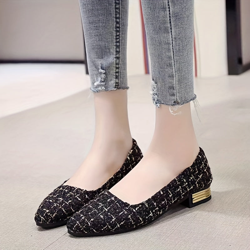 Women's Plaid Pattern Slip On Heel Mules Casual Outdoor Shoes