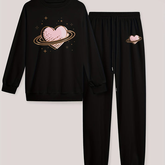 Heart Print Top & Joggers Set