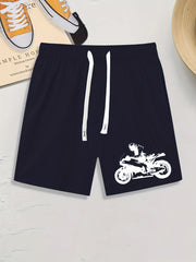 Men's Graphic Motorbike Shorts Breathable Drawstring Summer Outdoor