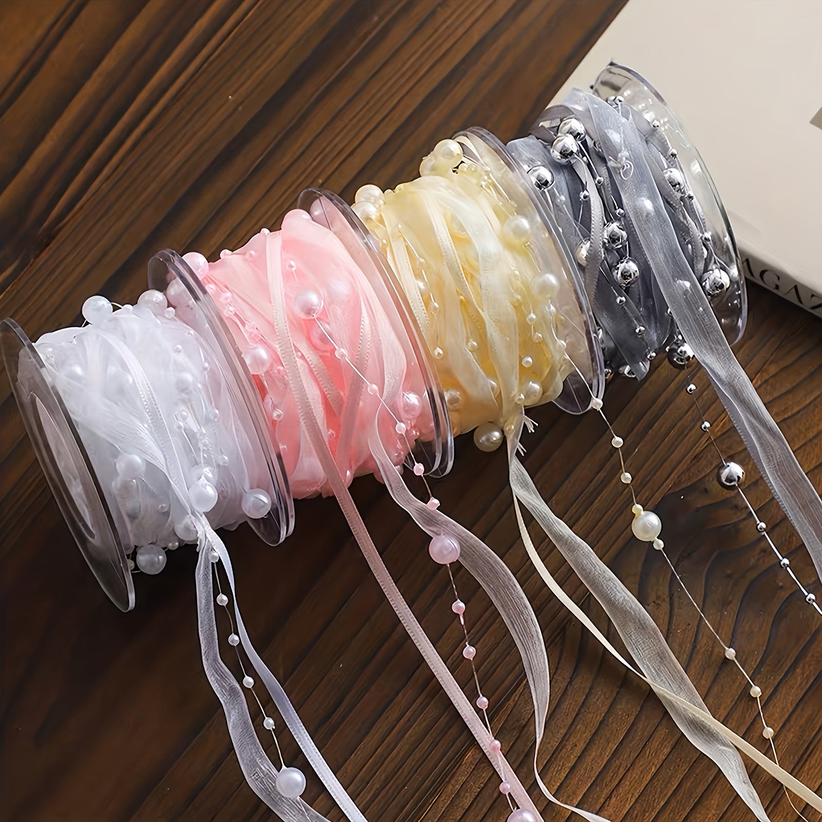 3m Gypsophila Fish Line Beads Ribbon Bouquet Ribbon