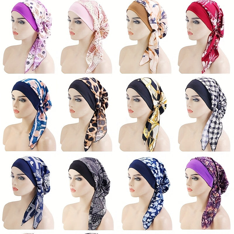 Paisley Print Elastic Bonnet Turban Cap Headscarf