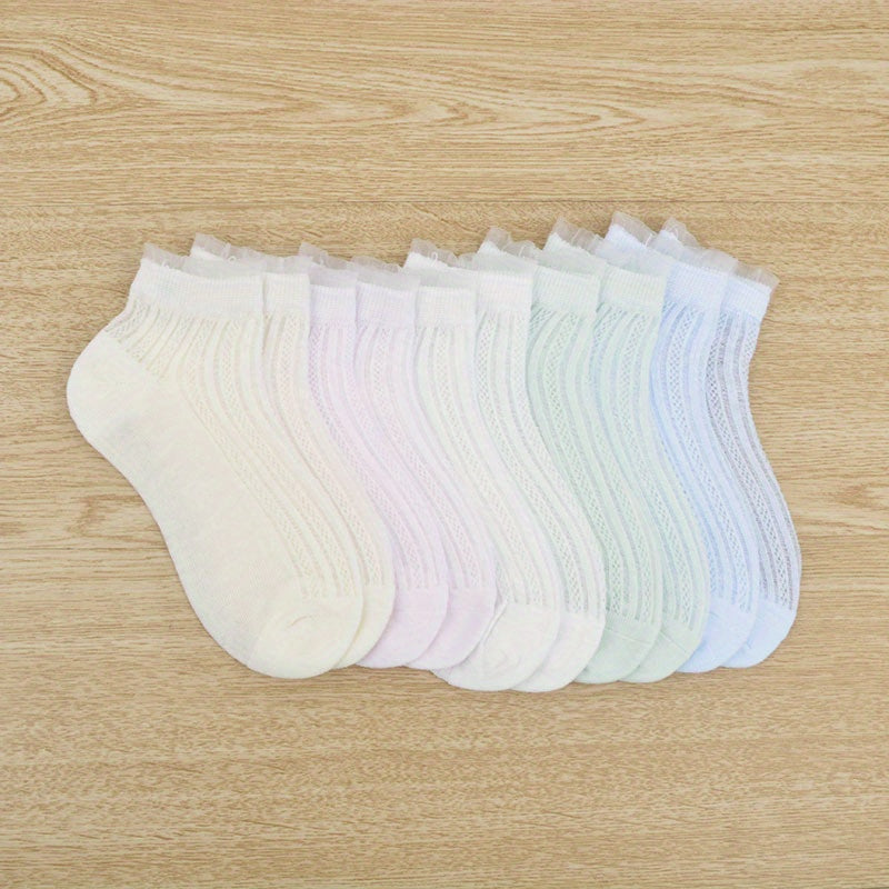 5 Pairs Breathable Princess Short Socks for Girls