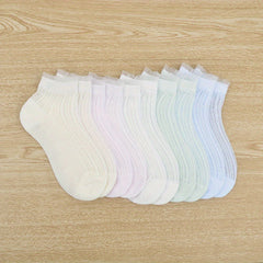 5 Pairs Breathable Princess Short Socks for Girls