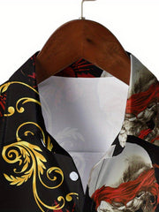 Men's Top Gear & Skull Print Hawaiian Shirt