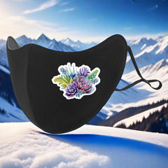 3D Printed Succulent Pattern Warm Fleece Mask Polyester Knit Fabric