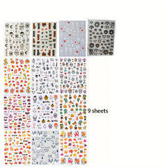 Halloween Nail Art Stickers 3D Self Adhesive Designs