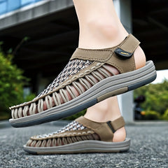 Men's Hollow Out Slip On Lightweight Sandals Hook And Loop Fastener