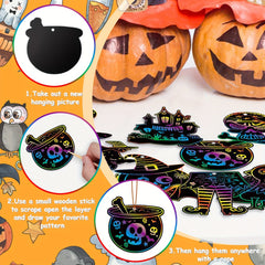 36pcs Halloween Scratch Masks DIY Theme Party Toys Scratch Paper Halloween Props
