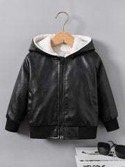 Baby Boys PU Leather Fleece-Lined Jacket
