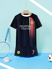 Girls Basketball 2pcs Tee & Shorts Set Breathable Sports Outfit
