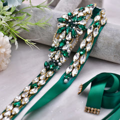 Fashionable Glass Beaded Bridal Sash for Wedding Guest