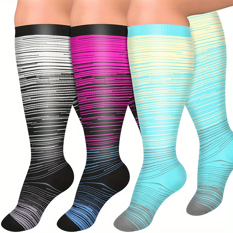 3 Pairs Plus Size Compression Socks For Women & Men 15 20 Mmhg Extra Wide Calf