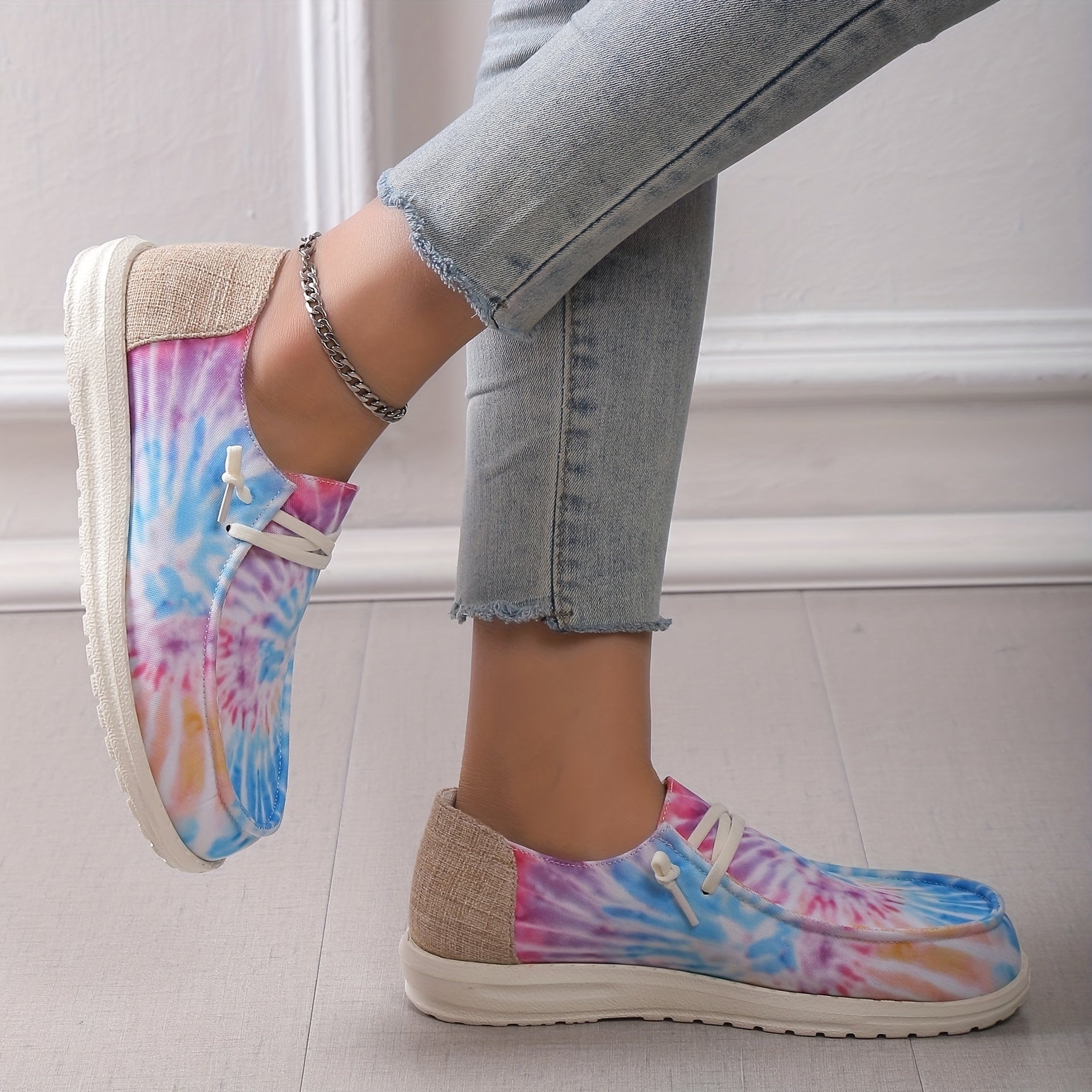Women's Tie Dye Sneakers Low Top Canvas Shoes