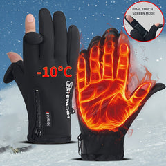 Men's Waterproof Warm Velvet Finger Gloves for Outdoor Sports Fishing