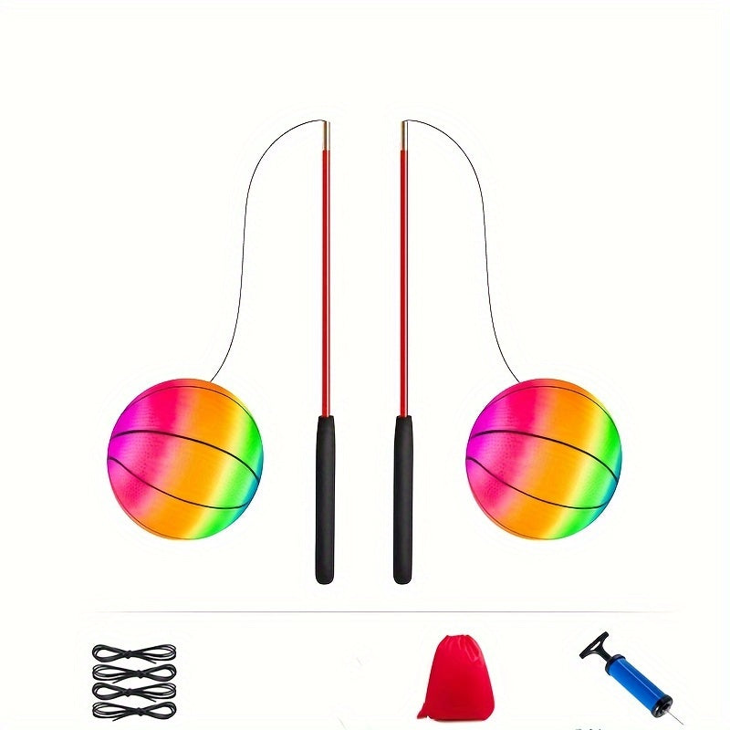 Inflatable Yoga Rainbow Balls With Handle for Body Building