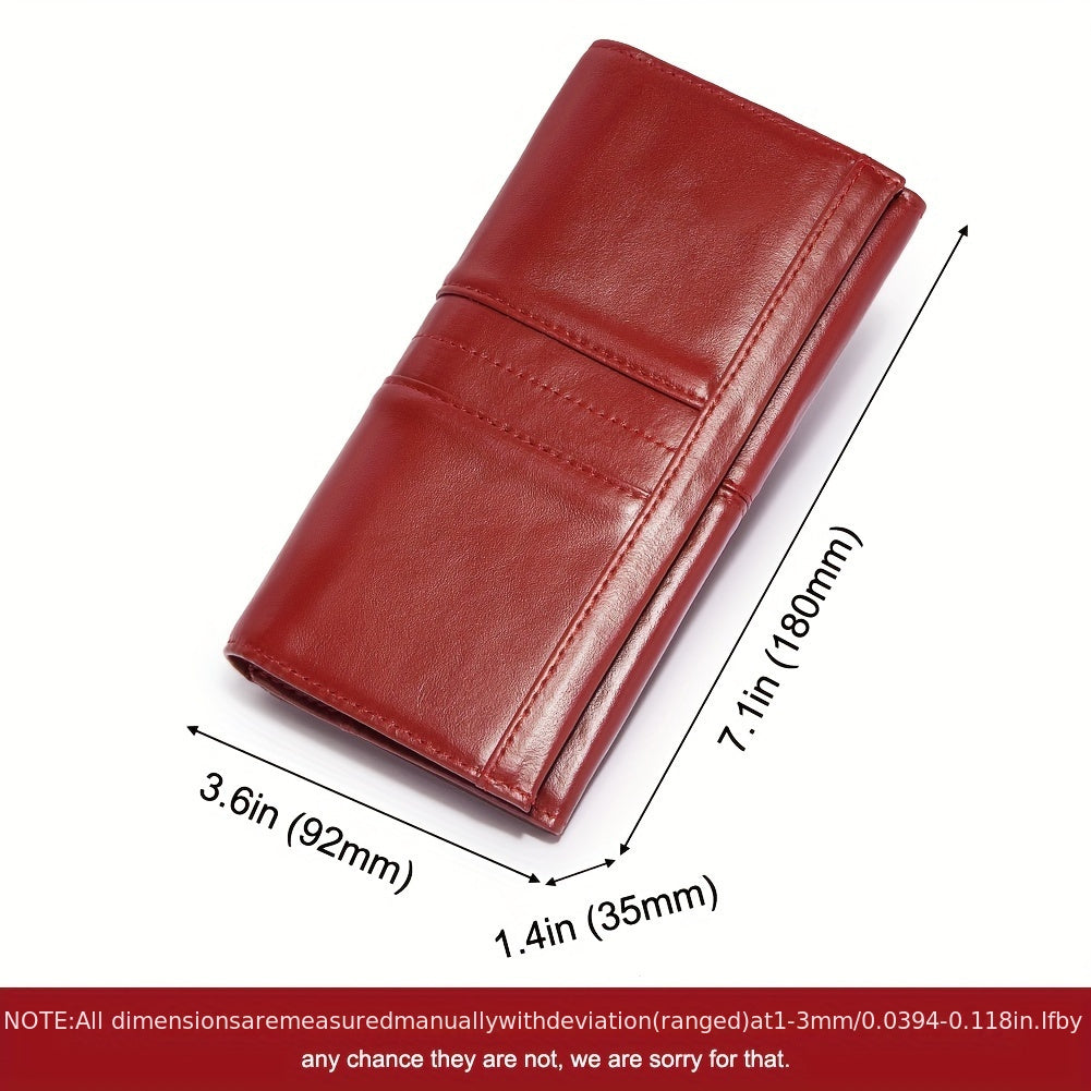 Women's Classic Bi-fold Wallet Top Grain Leather RFID Blocking