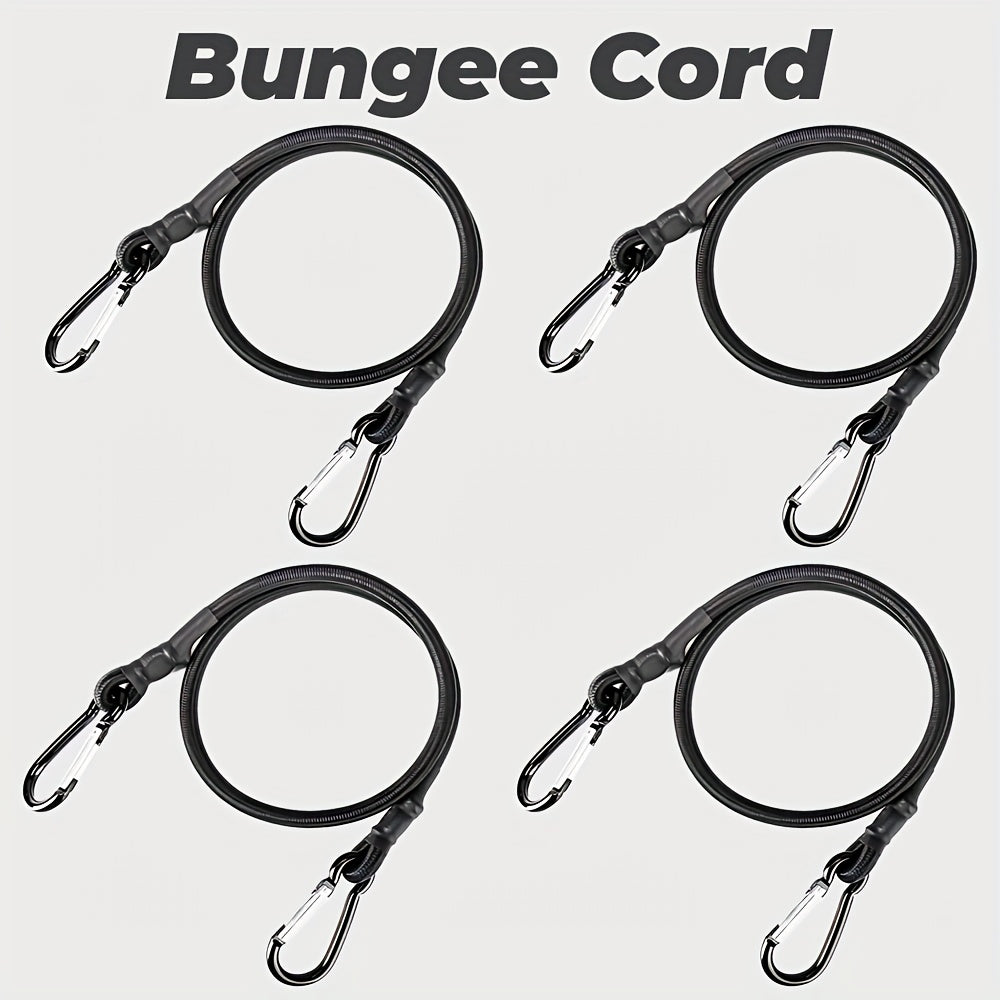 4pcs Bungee Cord Carabiner Hook Heavy Duty Straps Elastic Rope Outdoor