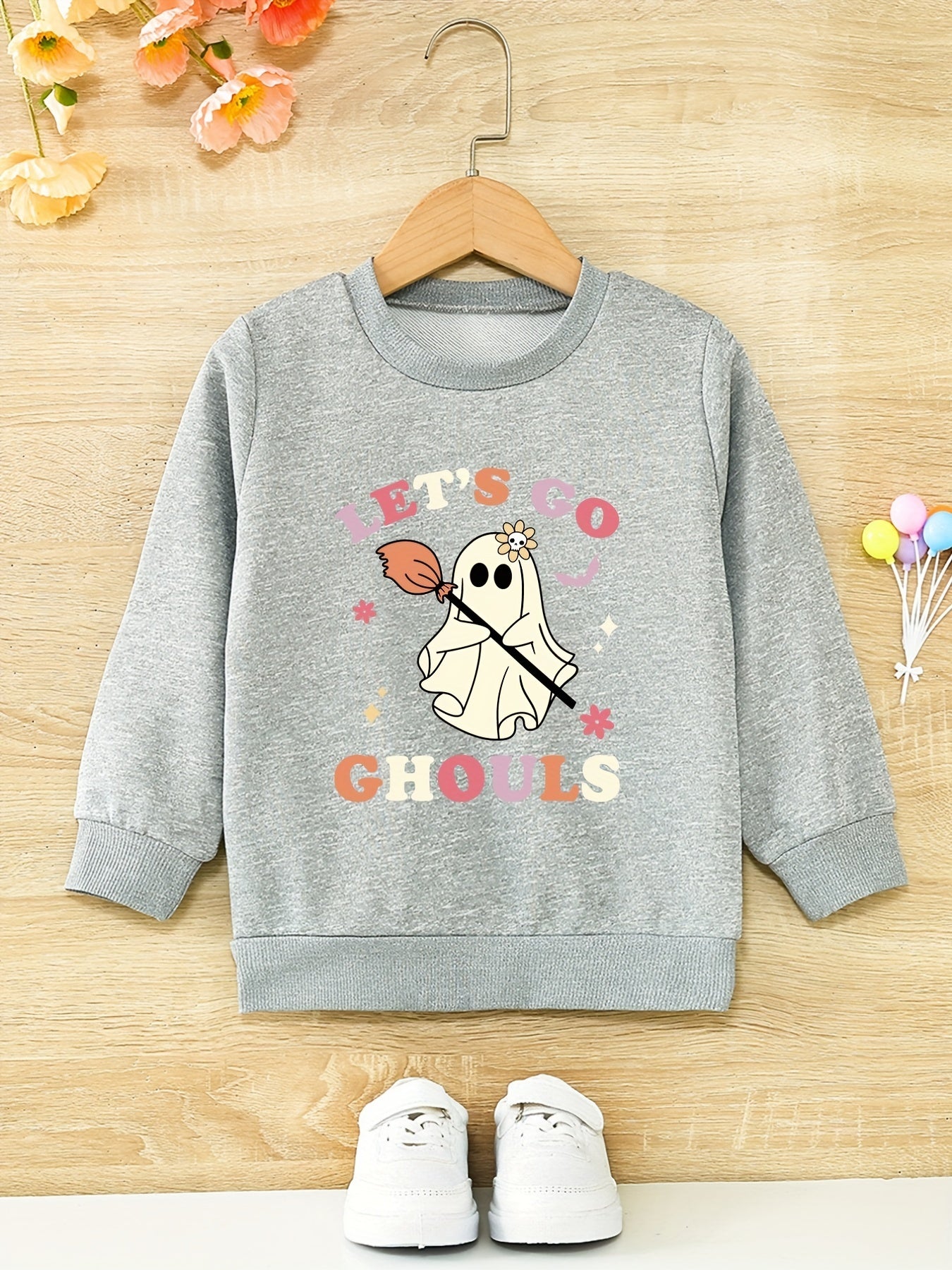Go Chouls Ghost Graphic Halloween Girls Sweatshirt