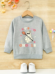 Go Chouls Ghost Graphic Halloween Girls Sweatshirt