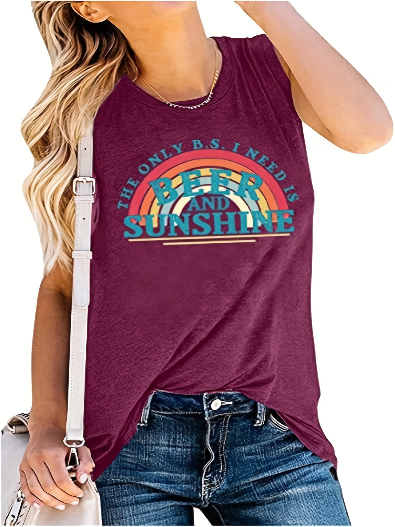 Rainbow Print Sleeveless Tank Top for Women