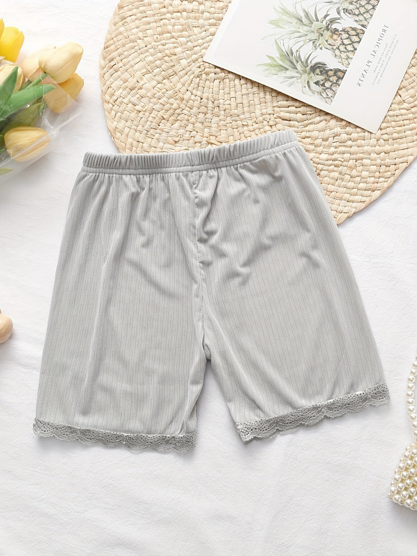 Floral Edges Lounge Shorts Soft Pajamas for Summer