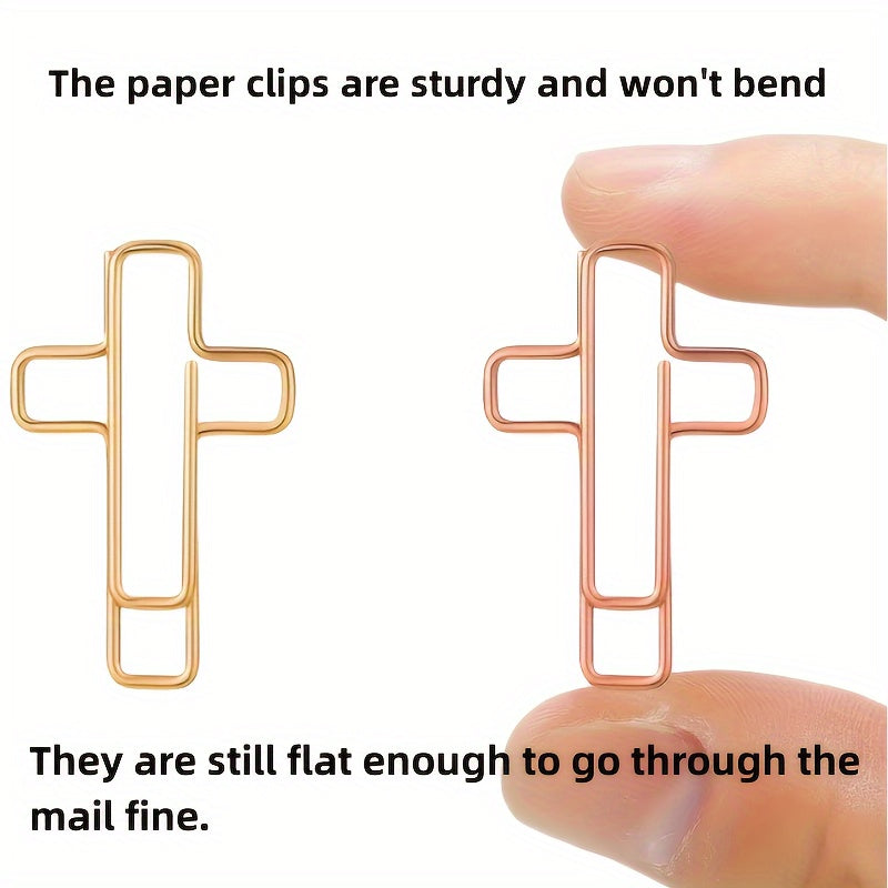 36pcs Cross Shaped Paper Clips Golden & Rose Paper Clips Study Supplies