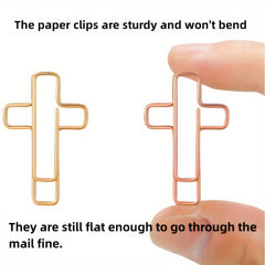 36pcs Cross Shaped Paper Clips Golden & Rose Paper Clips Study Supplies