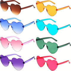 Heart Shaped Rimless Sunglasses Love Theme Funny Candy Decorative Glasses