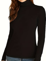 Sporty Top: High Neck Long Sleeve Stretch T-Shirt