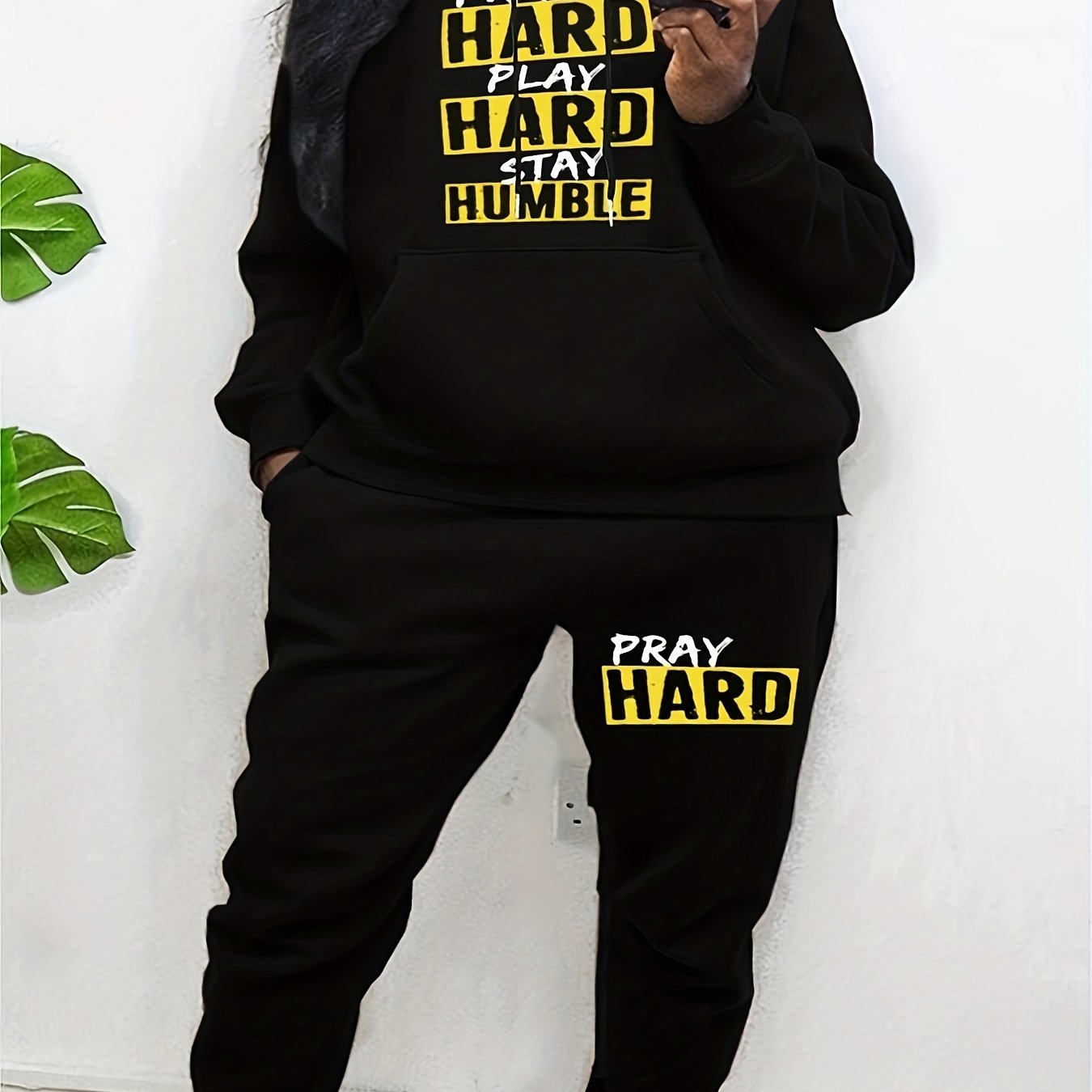 Women's 2 Piece Letter Print Hoodie & Joggers Outfit Set