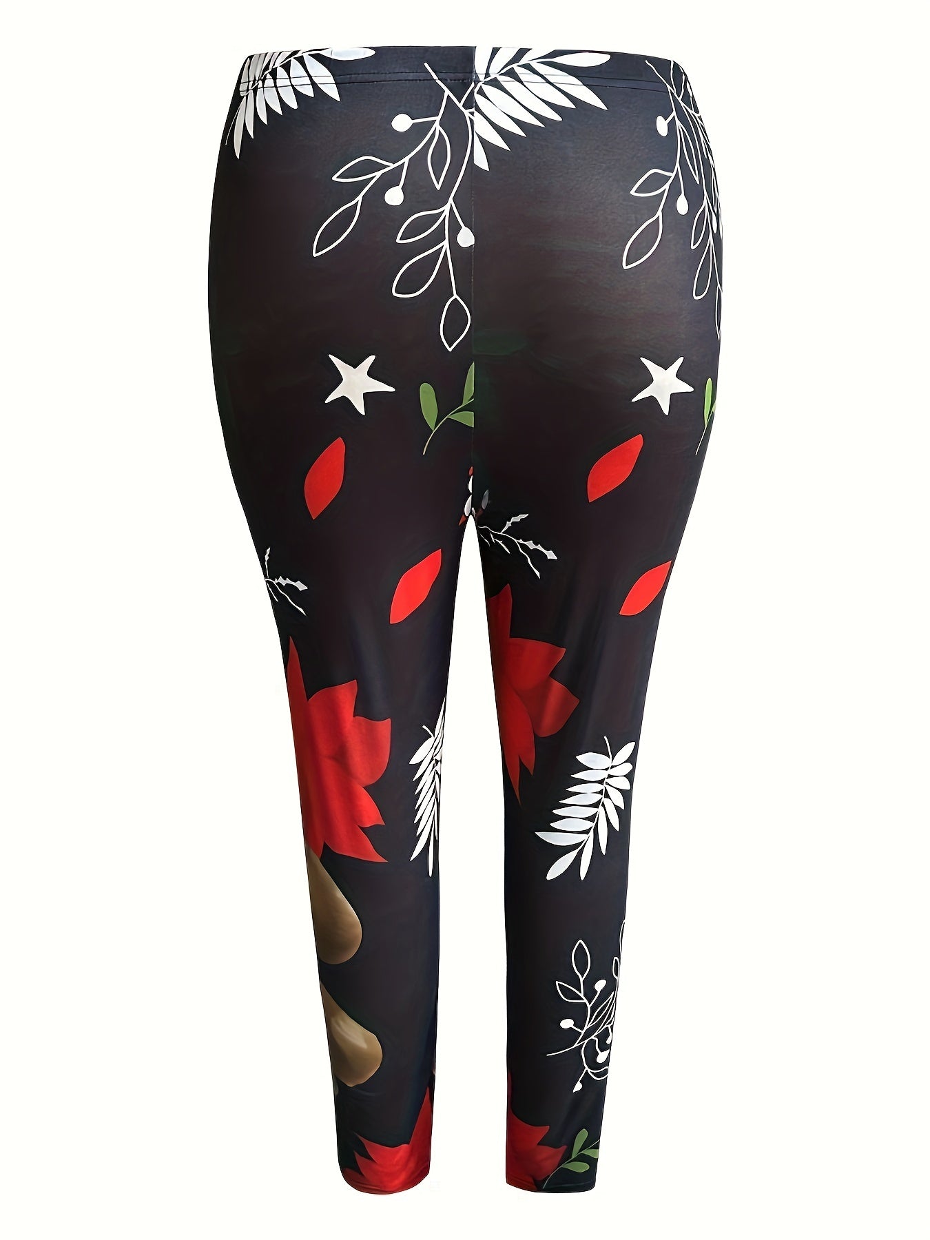 Casual Floral Print Leggings Elastic Stretch