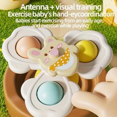 3pcs Kids Bathtub Suction Cup Rotating Toys - Colorful Cartoon Design