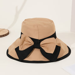 Women's Block Bow Bucket Hat Basin Hat